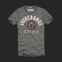 heren abercrombie fitch korte tees badge grijs rood wit Voor Goedkope uu483410